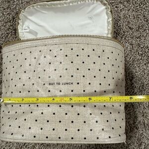 kate spade Cream and Black Polka Dot Cosmetic Case with Gold Zipper